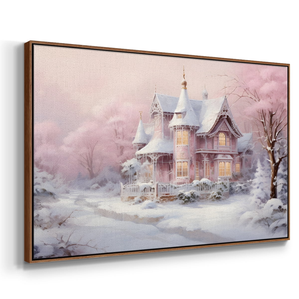 Vintage Landscape-CXCV By Wexford Home Framed in Walnut Wood Gallery Wrapped Canvas 27 in. x 41 in.