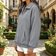 thumbnail image 3 of Waffle Full Zip Up Sweatshirt Women No Hood - Oversized Loose Casual Long Sleeve Collared Jacket 2026 Fall Winter Clothes, #01_Gray, L, 3 of 5