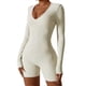 thumbnail image 1 of Women's V-Neck Long Sleeve Jumpsuit Short Comfortable Breathable Sports Suit for Workout Cycling, 1 of 1