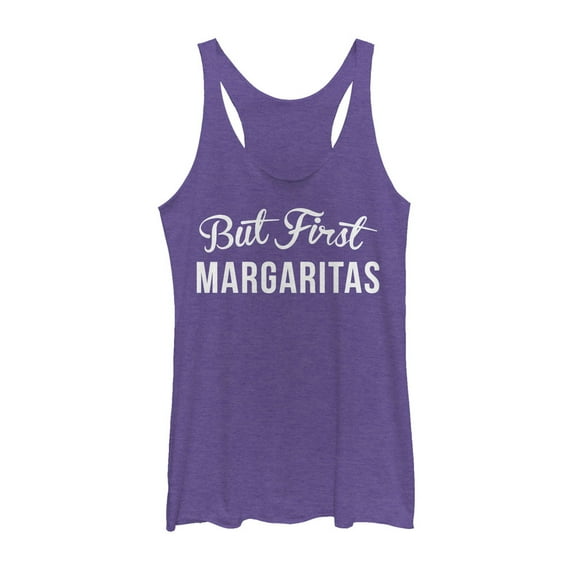 Women's CHIN UP But First Margaritas Racerback Tank Top Purple Heather X Small