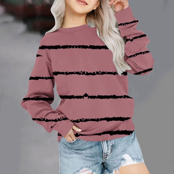 ersvoioy Girls Print Sweatshirt Long Sleeve Crewneck Pullover Cute Top School Clothes Outfit Size 1-12 Years