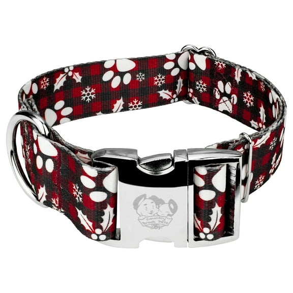 Country Brook Petz® 1 1/2 inch Premium Christmas Plaid Dog Collar, Extra Large