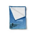 thumbnail image 2 of Airport Soft Flannel Fleece Throw Blanket, Digital Drawn Image of Landing Plane with Mountains and Ombre Effect Sunset Sky, Cozy Plush for Indoor and Outdoor Use, 50" x 60", Multicolor, by Ambesonne, 2 of 5