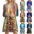 thumbnail image 1 of pstuiky Robes Maxi pour Femmes, Mode pour Femmes Noël Robe à Imprimé Arbre de Noël à Manches Longues à Col Rond Robes de Retour à la Maison Soldes, 1 of 5