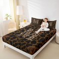 thumbnail image 3 of Erosebridal Leopard Pattern Personalized Gifts Full Size Sheets,Brown Bowtie Alphabet M Bed Sheets For Adult Women 4 Pieces, 3 of 6