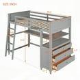 thumbnail image 2 of Twin Size Loft Bed with Drawers & Desk - Gray, Solid Wood, Maximized Space, 2 of 15