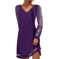thumbnail image 2 of GigrtiJin Fall Long Sleeves Dresses for Womens Casual V Neck Mesh Dresses Fashion Loose Comfy Dress, 2 of 6