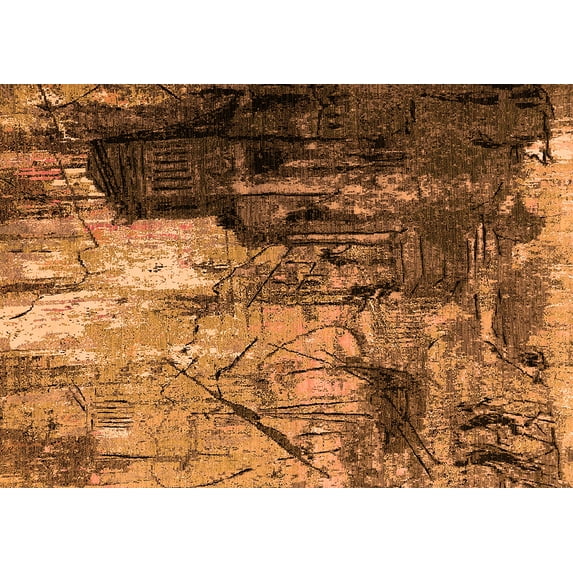 Ahgly Company Indoor Rectangle Oriental Orange Industrial Area Rugs, 3' x 5'