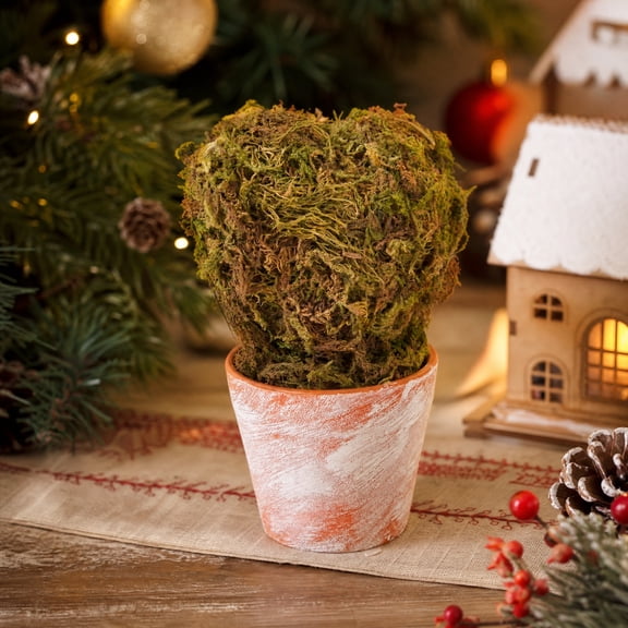 Mini Christmas Tree Heart Shaped Desktop Ornament, Festive Potted Tabletop Decor, Vintage Plastic Holiday Centerpiece, Seasonal Home Gift