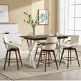 thumbnail image 4 of Dayalane Modern Swivel Counter Stools Set of 4, 26" Upholstered Bar Stools with Backrest for Kitchen Island, Mid Century Counter Height Barstools with Wood Legs for Home Bar Dining Room Bistro, Beige, 4 of 9