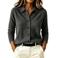 thumbnail image 3 of Harcomeey Womens Button Down Shirts,Jackets for Women Solid Color Loose Long Sleeve Knit Blouse for Fall and Winter L, 3 of 6