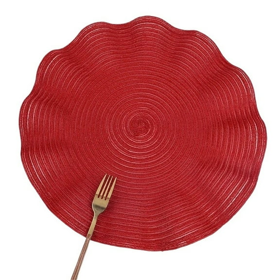 MAE Wavy Round Placemats Set of 6 Woven Braided 15 inch Circle Placemat for Dining Tables Kitchen Table Mats Washable