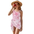 thumbnail image 2 of SEANATIVE Girls One-Piece Bathing Suit with Mesh Wrap Skirt Swimsuit Back Cutout Design Swimwear Trendy Swimsuits for Teen Kid Young Girls, Size 15-16, Pink Cherry Blossom, 2 of 7