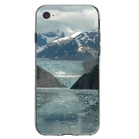 DistinctInk Clear Shockproof Hybrid Case for iPhone 7 8 SE (2020 Model) 4.7" Screen TPU Bumper Acrylic Back Tempered Glass Screen Protector - Tracy Arm Fjord Alaska