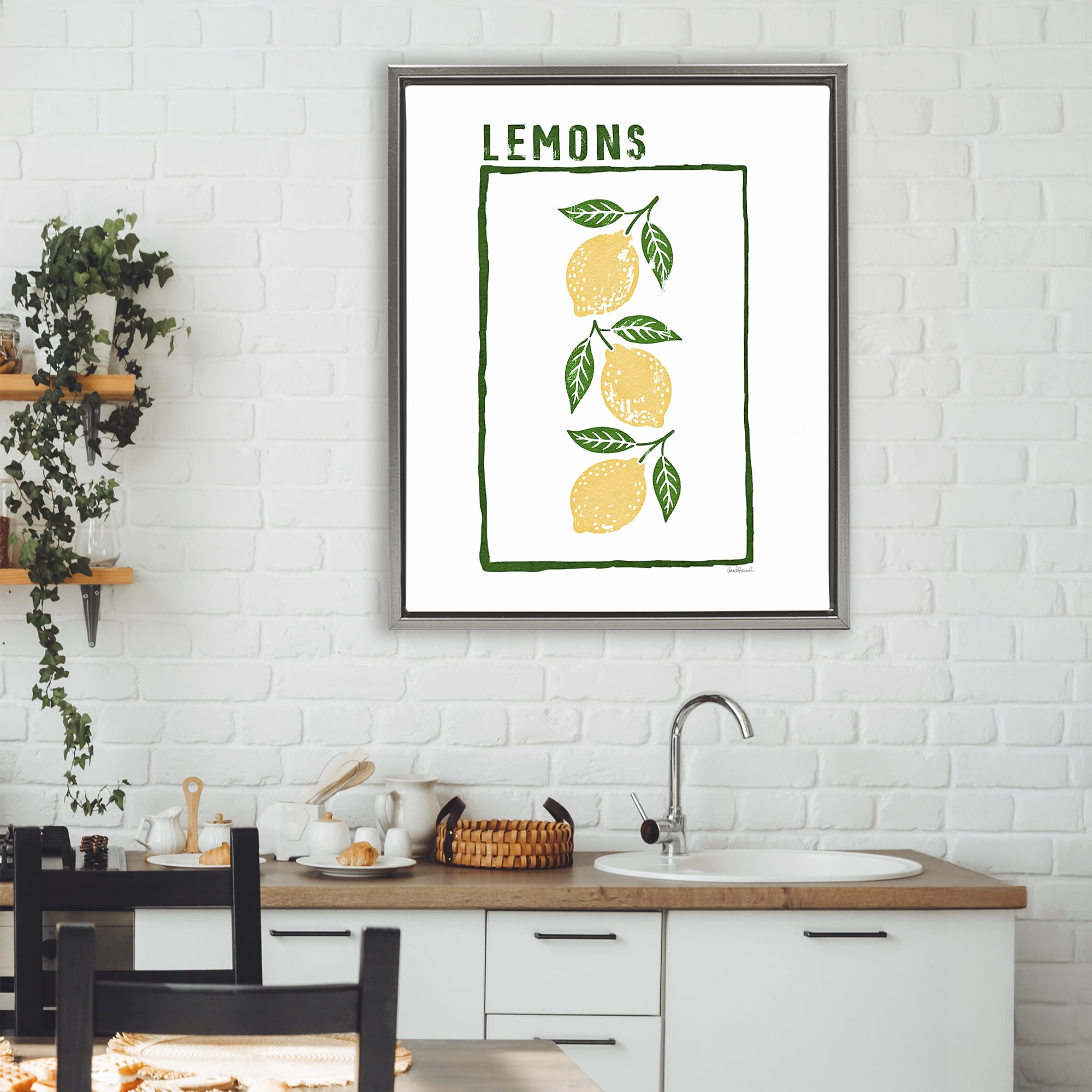 Stupell Industries Tasty Summer Lemons Gray Framed Floater Canvas Wall Art, design by Amanda Greenwood