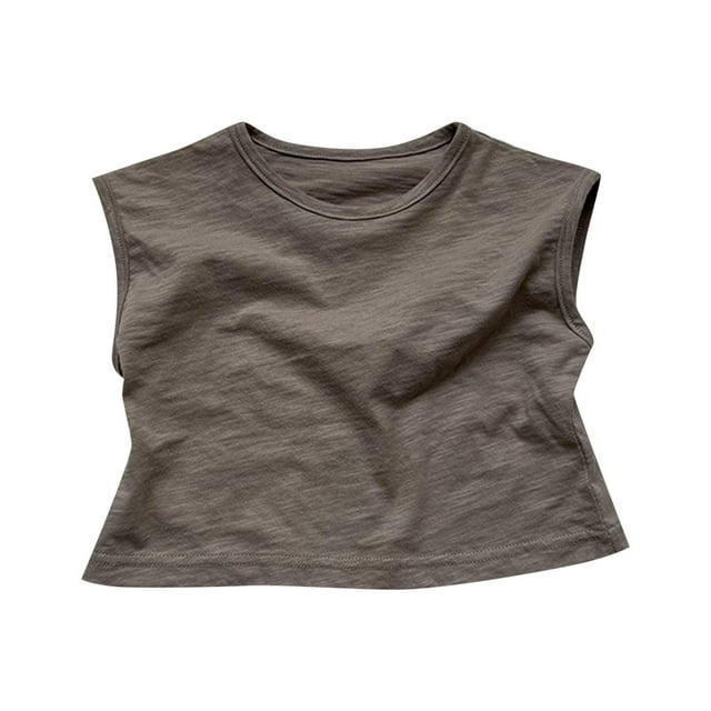 TZEWGL Tops For Infnat Summer Round Neck Sleeveless Solid Color Tank Cute Home Wear Clothing For Kids size 3-4T