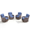 thumbnail image 2 of Jentlehouse 4-Piece Outdoor Swivel Chairs, Patio All-Weather Brown Wicker Rocker Glider Chairs with Blue Cushions for Balcony Poolside Deck Garden, 2 of 11