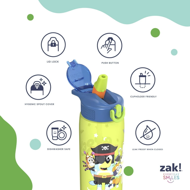 Zak Designs 25oz Bluey Halloween Green Kids Straw Water
