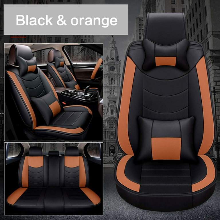 KWANSHOP Luxury PU Leather Car Seat Cover 5 Seats Cushions Car