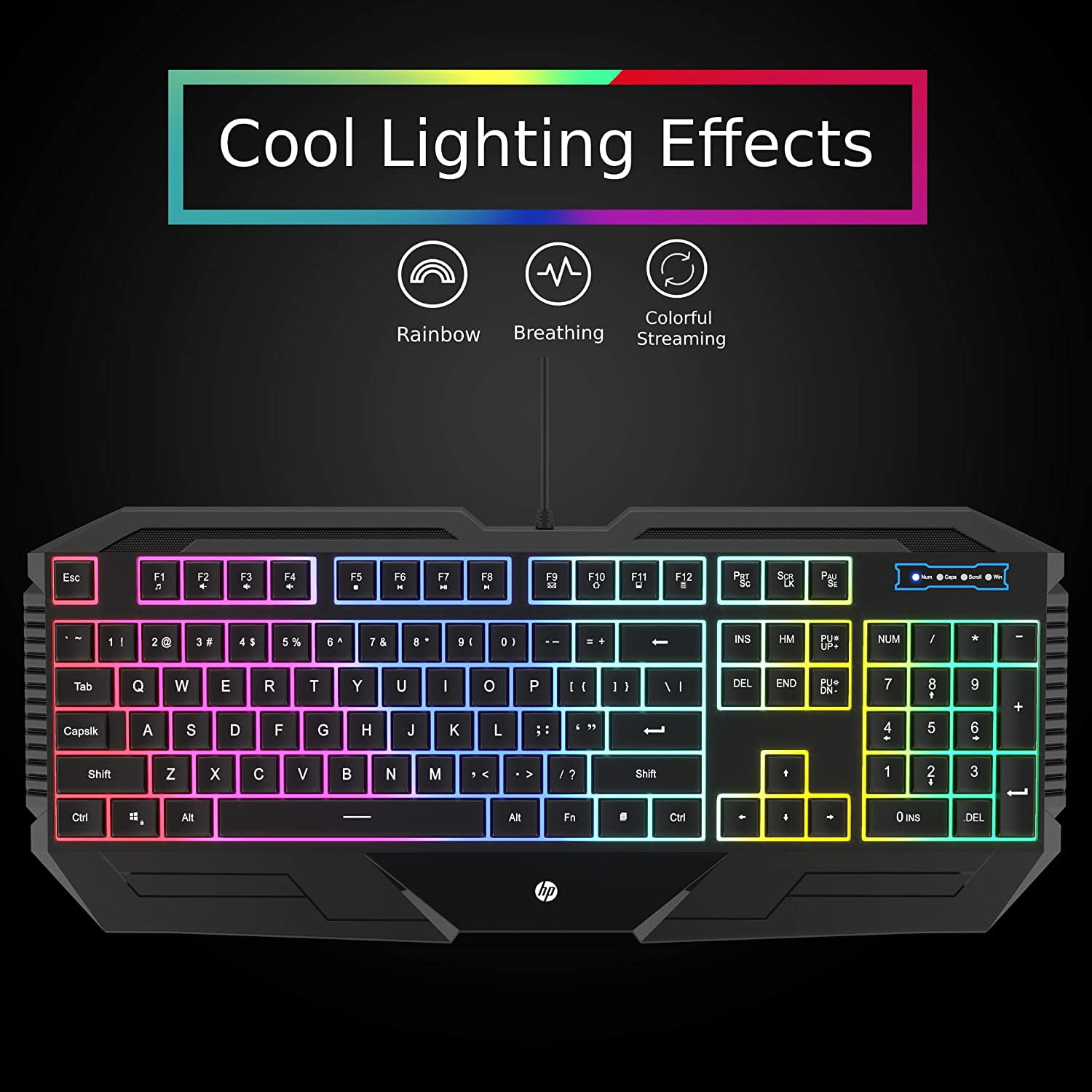 HP Spill-proof RGB Backlit Wired Ergonomic Gaming Keyboard and Mouse Combo, Anti-Ghosting Keys,