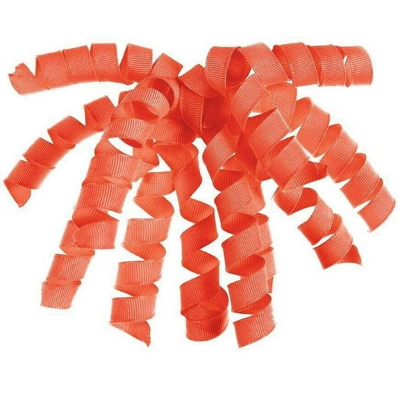 Neon Orange Fabric Curled Gift Ribbon Bow Amscan