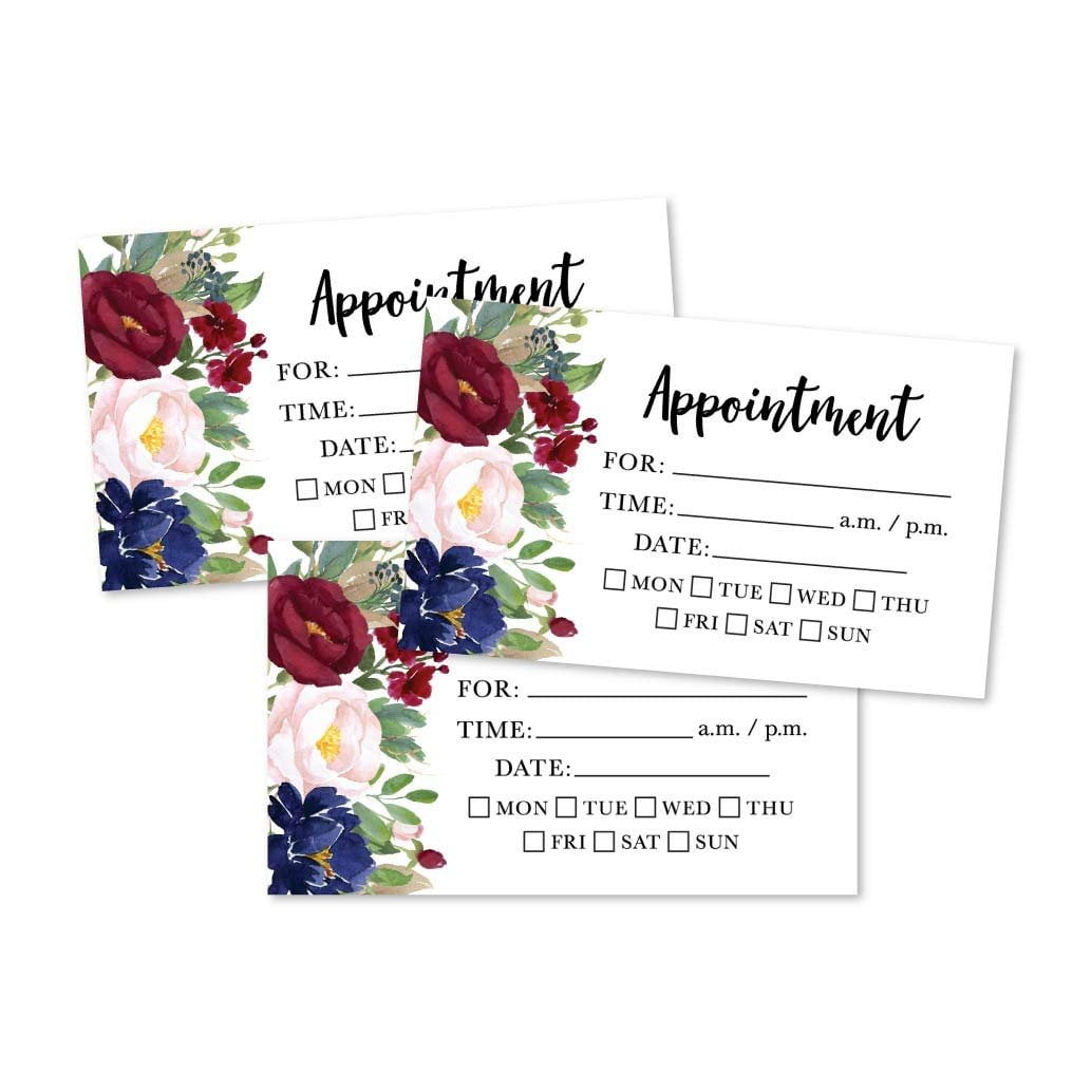 50 Floral Rustic Chalkboard Appointment Reminder Cards, Next Apt. With