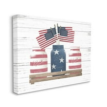 Stupell Industries Rustic Patriotic Jars American Pride Flag Design Canvas Wall Art Design by Lettered and Lined, 24" x 30"