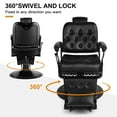thumbnail image 3 of Artist Hand Heavy Duty Vintage Black Recliner Barber Chair Salon Beauty Styling, 3 of 10