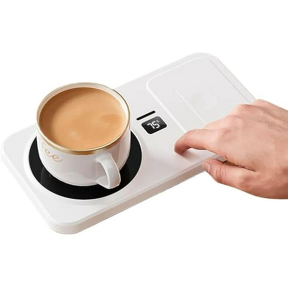 Mug Warmer - Smart Coffee Heater, Wireless Phone Charging Pad, 3 Temperature Beverage Warming, Adjustable Drink Hot Plate, Convenient Accessory, Hot Drink Solution for Desktop Bedside Kitchen Home