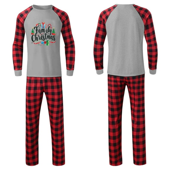 Mifsaly Family Christmas Pajama Sets 2025 Cute Xmas Santa 2 Piece Pjs Raglan Long Sleeve Pullover Sleepwear Crewneck Nightwear Plaid Sleep Pant with Pockets Holiday Festival Loungewear
