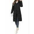 thumbnail image 2 of Women'S Hooded Long Puffer Coat Winter Warm Full Zip Quilted Jacket with Pockets Black S, 2 of 9