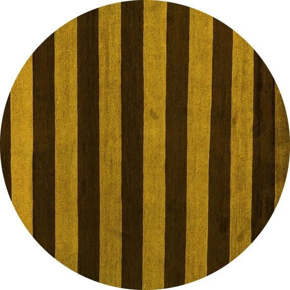Ahgly Company Machine Washable Indoor Round Oriental Yellow Modern Area Rugs, 3' Round