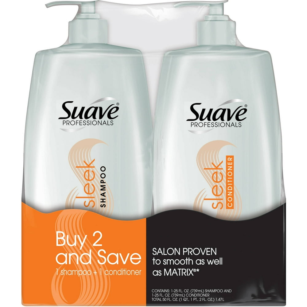 Suave Professionals Sleek Shampoo And Conditioner 25 Oz Pack Of 2