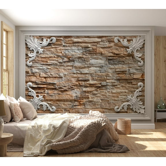 Tiptophomedecor Background & Patterns Wallpaper Wall Mural - Brick In A Frame Brown