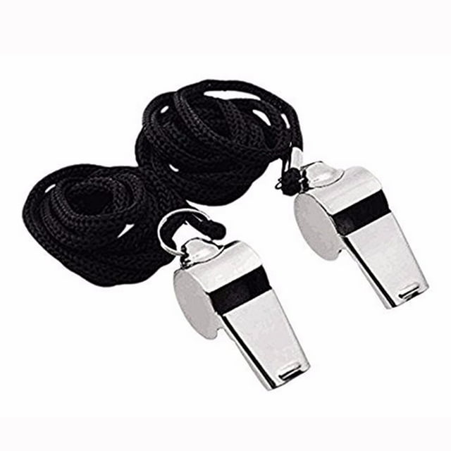 Fiudx Liquidación navideña Silbato de árbitro de metal de acero inoxidable, silbato adicional con cordón para deportes escolares, fútbol, baloncesto
