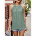 thumbnail image 4 of Gustave Halter Tank Tops for Women Summer Sleeveless Eyelet Shirts Loose Fit Casual High Neck Blouse Pleated Flowy Cami Tops T-Shirts "Green, XL", 4 of 8