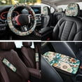 thumbnail image 4 of Binienty Floral Dragonfly Automotive Seat Covers Full Set with Boho Mandala Headrest Covers 15 Inch Steering Wheel Cover Seat Belt Pads Armrest Cushion 14 Pack Auto Interior Decor Set, 4 of 8