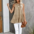thumbnail image 6 of Giftesty Womens Sleeveless Splicing Fashion Solid Color T-Shirt Tops Loose Blouses Khaki M, 6 of 6