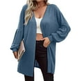 thumbnail image 2 of Lindreshi Cardigans for Women Plus Size Fashion Women Solid Loose Long Sleeve Cardigan Coat Blouse, 2 of 6