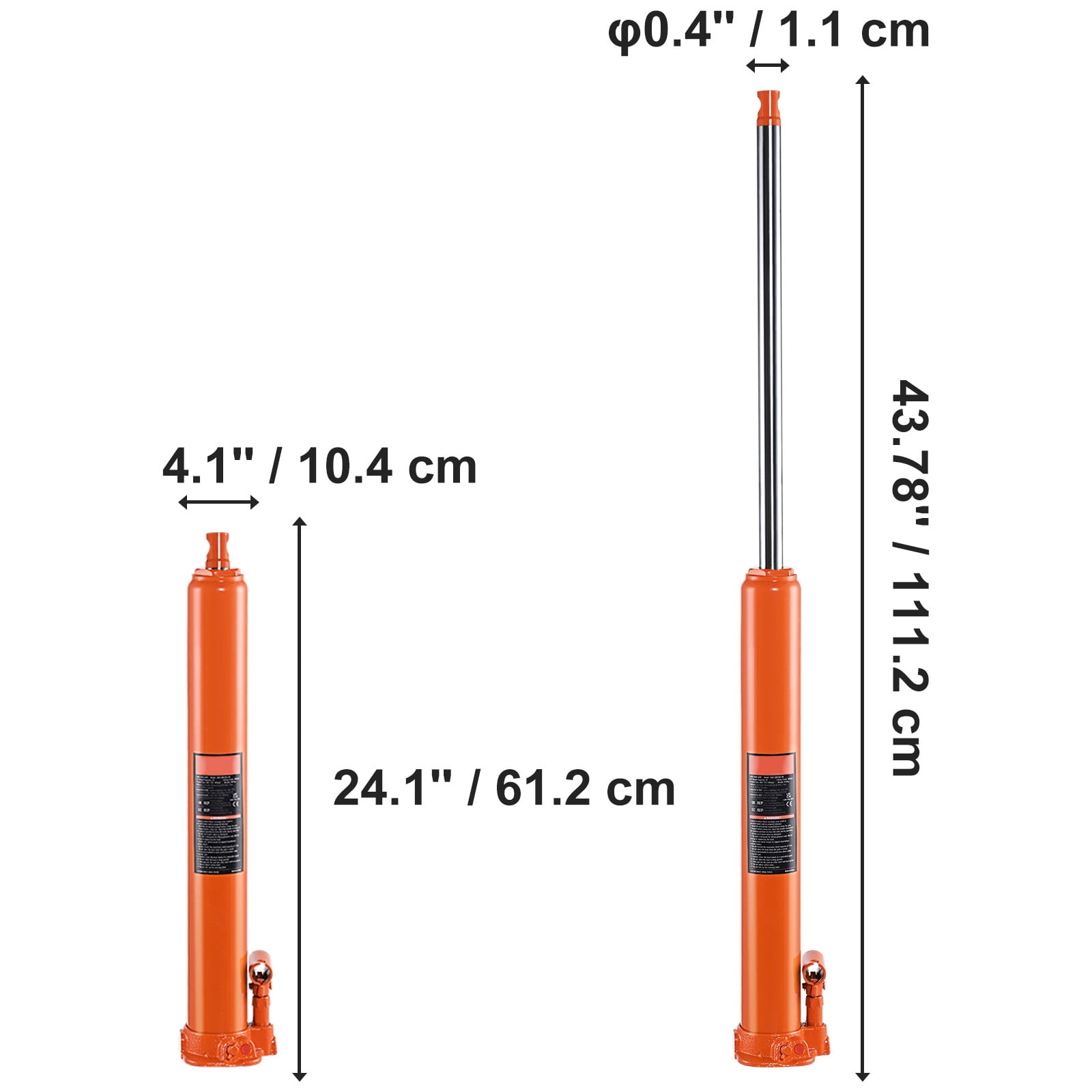 KFFKFF Hydraulic Long Ram Jack, 4 Ton Capacity, Single Piston Pump, Flat Base Design, Ideal for Engine Hoists, Garage and Shop Cranes, Farm Machinery and Mechanical Maintenance