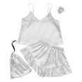 thumbnail image 4 of Azrian Womens Pajamas Clearance,Women Solid Casual Pullover Sleeveless Tops Shorts Set Home Wear Sleepwear M Size,White on Sale, 4 of 5