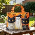 thumbnail image 6 of Shadoumai Halloween Quilted Tote Bag for Women, Pumpkin Black Cat Witch Hat Print Large Spacious Handbag, Reusable Shopping Bag, 6 of 6