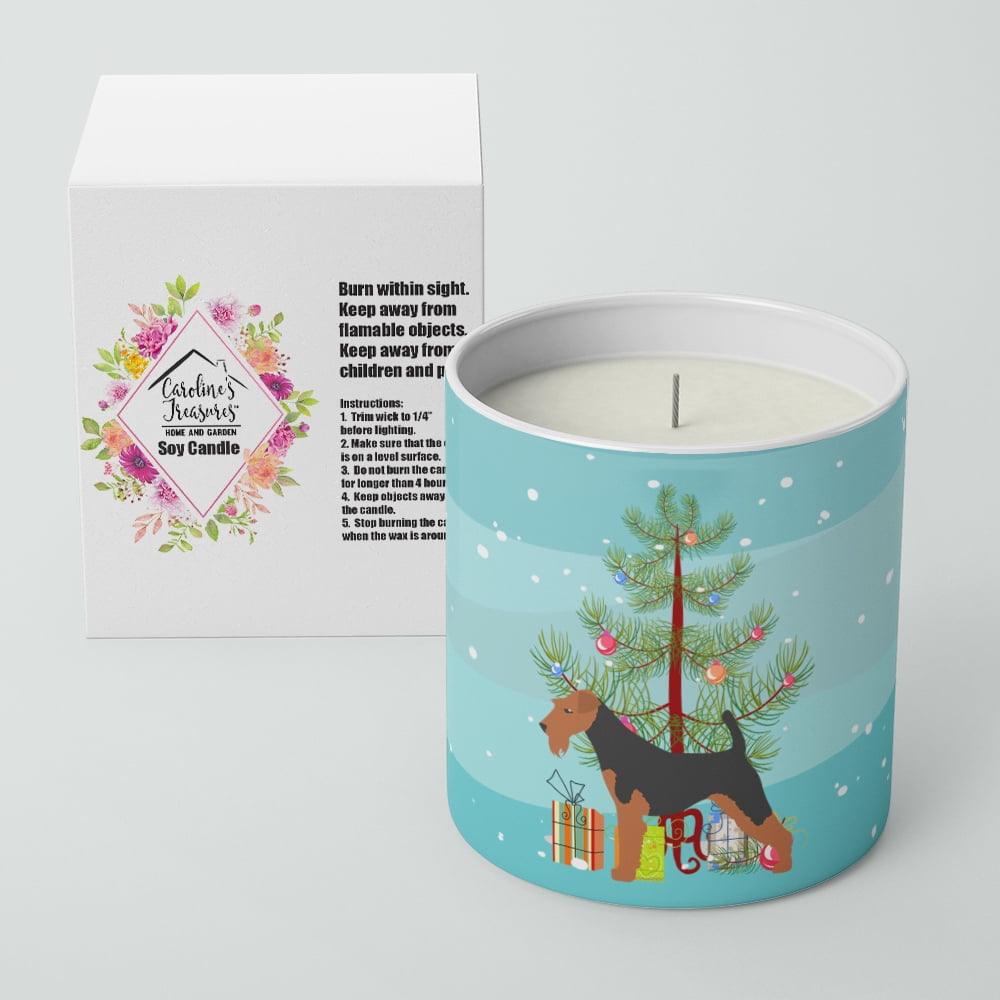 Carolines Treasures BB2903CDL 3.75 x 3.25 in. Unisex Welsh Terrier Merry Christmas Tree 10 oz Decorative Soy Candle