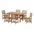 thumbnail image 2 of WestinTrends Ashore 7-Piece HDPE Outdoor Rectangular Patio Dining Table Set with Side Chairs, Teak, 2 of 15