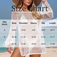 thumbnail image 3 of CIENVNSTG Long Sleeve Hollow Out Solid Crochet Knitted Tunic Beach Cover Up Cover-ups Beach Dress Female Beach Wear Beachwear White M, 3 of 5