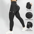 thumbnail image 6 of Women Solid Denim Yoga Pants High Waist Butt Lifting High Stretch Slim Fit Workout Sports Active Pants Dark Gray XL, 6 of 8