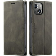 HAII Case for iPhone 13,PU Leather Folio Flip Wallet Case with Card Holster Stand Kickstand Magnetic Closure Shockproof