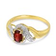 thumbnail image 3 of 14k Yellow Gold Oval Garnet And Diamond Swirl Ring, 3 of 6