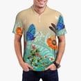 thumbnail image 2 of Balery Colorful Plants And Insects Printed Men’s Short Sleeve Polo Shirt, Midweight Men's Shirt,Golf Polo shirts -Medium, 2 of 8