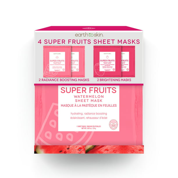 Earth to Skin Super Fruits Watermelon Sheet Masks, 4 Pack - Walmart.com ...